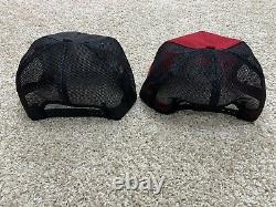 2 Vintage Snap-on Outils Snapback Mesh Hat Cap Patch Rouge Noir K Marque Made USA