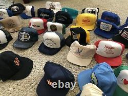 43 Vintage All Made In USA Snapback Trucker Hat Cap Lot
