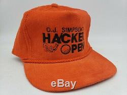 90 Vtg Oj Simpson Hacker Ouvert Corduroy Orange Strapback Camionneur Cap Golf