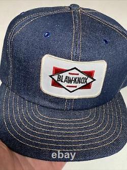 Blaw-knox Patch Snapback Denim Louisville Mfg Trucker Hat Vintage USA Farm Cap