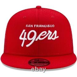 Casquette San Francisco 49ers New Era Script Trucker 9FIFTY Snapback pour hommes de Shanahan