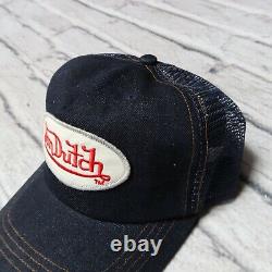 Casquette Vintage Von Dutch Logo Denim Mesh Trucker Snapback Hat