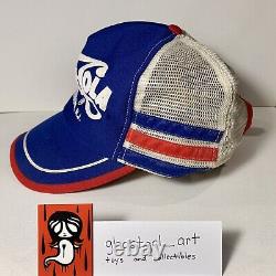 Casquette camionneur Vintage PEPSI Snapback Made in USA Blue 3 Stripe Three NJ