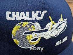 Casquette de camionneur Vintage Chalk's Airline en filet avec snapback Grumman Mallard Albatross RARE