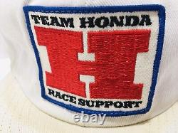 Casquette de camionneur Vintage Team Honda Race Support Snapback en maille blanche, rouge et bleue