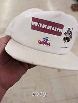 Casquette de camionneur Vintage Yamaha Warrior Snapback blanche ajustable Made in USA