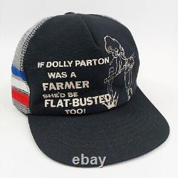 Casquette de camionneur à trois rayures vintage Dolly Parton Farmer Country Snapback Cap fabriqué aux États-Unis