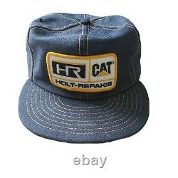 Cat Hr Holt Refakis Denim Patch Cap Snapback Trucker Farm Hat Vintage Euc Nice