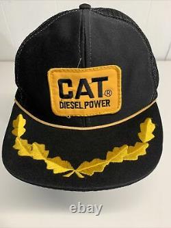 Chapeau De Camionneur D'alimentation Diesel Cat Vintage 70s 80s