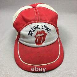 Chapeau Vintage Rolling Stones Cap Snap Retour Hommes Rouge Blanc Mesh Trucker Deux Tones