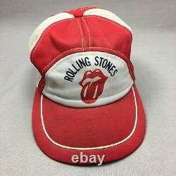 Chapeau Vintage Rolling Stones Cap Snap Retour Hommes Rouge Blanc Mesh Trucker Réglable