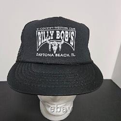 Chapeau/casquette de camionneur à visière plate Vintage Billy Bob's Daytona Beach, FL. RARE
