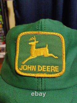 Chapeau casquette trucker en maille snapback vintage rare LOUISVILLE John Deere Patch années 80 vert