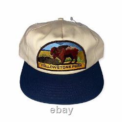 Chapeau de camionneur à bouton pression Bison des années 80 de NWT Vintage K Products du parc national de Yellowstone.