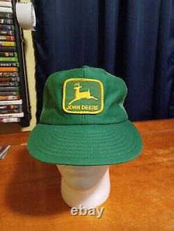 Chapeau de camionneur à patch en maille snapback vintage rare LOUISVILLE John Deere Cap 80s Vert