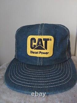 Chapeau de camionneur en jean Diesel Power des années 80 avec patch, modèle snapback, fabriqué à Louisville aux USA.