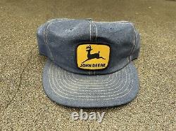 Chapeau de camionneur en jean complet avec patch John Deere vintage, à boutons pression, Louisville K USA.