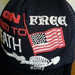 Chapeau de camionneur en maille rare à l'effigie de la liberté née, imposé à mort, casquette snapback drapeau des USA.