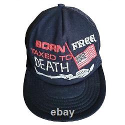 Chapeau de camionneur en maille rare de collection Born Free Taxed To Death Snapback avec drapeau des USA