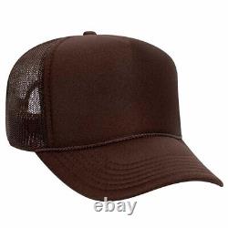 Chapeau de camionneur marron à cinq panneaux, profil moyen, ajustable à l'arrière en maille - 1dz Nouveau 32-467