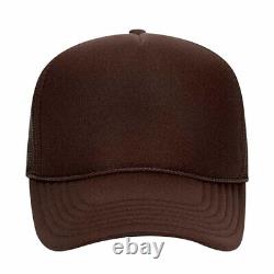 Chapeau de camionneur marron à cinq panneaux, profil moyen, ajustable à l'arrière en maille - 1dz Nouveau 32-467