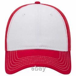 Chapeau de camionneur rouge/blanc/rouge à 6 panneaux à profil bas avec filet à l'arrière, 1dz neufs 83-1239.