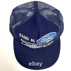 Ford Vintage Trucker Hat Rare Excellent 1980's Blue Mesh Snapback Cap USA Made