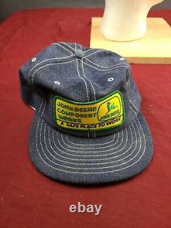 John Deere Component Works Louisville Denim Trucker Cap Hat Vintage Snapback Jd