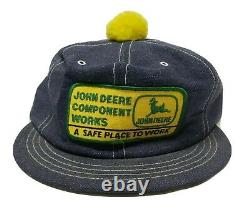 John Deere Component Works Louisville Ky Mfg Denim Truckers Snapback Cap Hat Pom