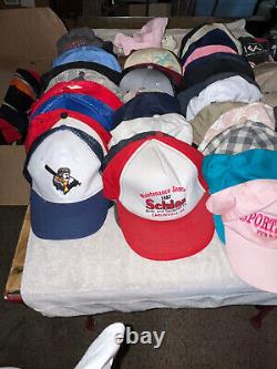 Lot de 75 casquettes de baseball vintage à lanière réglable, casquettes de camionneur et casquettes de balle à revendre
