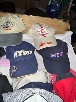 Lot de 75 casquettes de baseball vintage, casquettes snapback, casquettes camionneur et casquettes de balle à revendre.