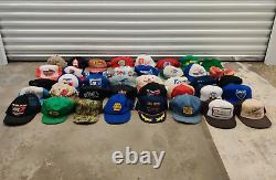 Lot vintage de 48 casquettes de baseball casquettes de camionneur Snapback revendeur en gros de ferme.