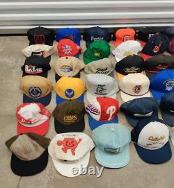 Lot vintage de 48 casquettes de baseball, chapeaux de camionneur, snapback pour la revente en gros à la ferme.