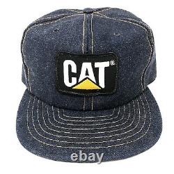 Louisville Mfg Cat Patch Snapback Hat Cap Fabriqué Aux États-unis Caterpillar Denim Nos XX