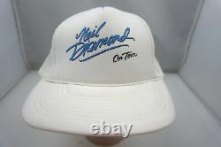 Neil Diamond On Tour Hat White Snapback Trucker Cap Vintage Rare D'occasion St193