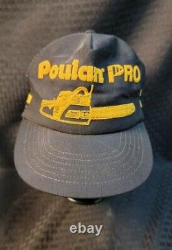Poulan Pro Snapback Trucker Hat 2 Two Stripe Mesh Chainsaw Cap Noir Jaune 3