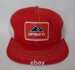 Projet CP Rail Rogers Pass Casquette de camionneur Snapback en maille rouge et blanche des années 1980 Rare