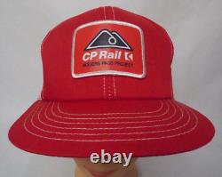 Projet CP Rail Rogers Pass Casquette de camionneur Snapback en maille rouge et blanche des années 1980 Rare