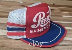 Rare Chapeau De Camionneur Ancien Pepsi-cola Bainbridge, Ga 3 Stripe Snapback