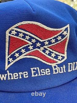 Rare Chapeau De Camionneur Vintage Snapback Fabriqués Aux États-unis Dixie Sud 3 Stripe Rouge Bleu