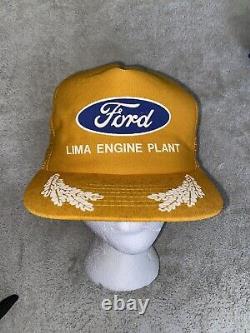 Rare Vintage Ford Lima Engine Plant Snapback Mesh Hat USA Trucker Cap Crown Lot