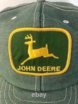 Rare Vtg Green Denim John Deere Snapback Chapeau Camionneur Fabriqué Aux États-unis Louisville