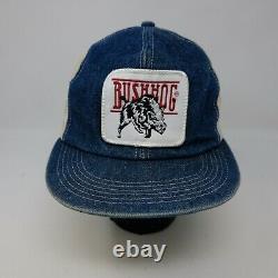 Rare Vtg K-products Bush Hog Denim Trucker Mesh Snapback Hat Cap 90s Tondeuses USA