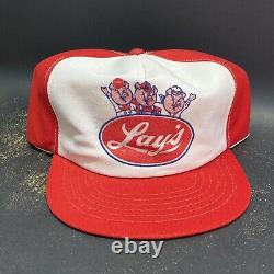 Rare Vtg Lay's Potato Chips Cogs Company Logo Two Tone USA Snapback Trucker Hat