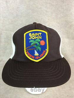 St John Virgin Island Hat Islands Snapback Mesh Trucker Cap Patch Vtg Vintage