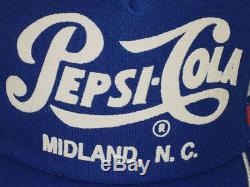Vintage 1980 Pepsi Cola, Midland, Caroline Du Nord Snapback Trucker's Cap / Hat! Fabriqué Aux États-unis