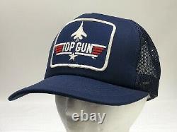 Vintage 1986 Top Gun Snapback Trucker Chapeau Bleu Marine Mesh 1985 USA Maverick