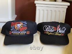 Vintage 1998 1999 Daytona Beach Bike Week Snapback Trucker Hat Cap Lot & T-shirt