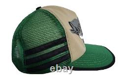 Vintage 3 Stripe Bar Trucker Hat Bass Fishing Snapback Green Mesh Cap Voir Desc