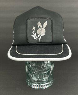 Vintage 3 Stripe Latérale Mesh Trucker Hat Snapback Rare Bunny Rabbit Patch Cap